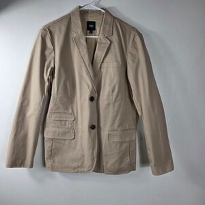 GAP Women Beige Cotton Twill Blazer Jacket Size 16 Academic Preppy